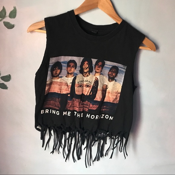 Bay Island Tops - Bring Me The Horizon Sleeveless T-shirt Cut and Tied